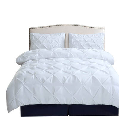 Diamond Pintuck Duvet Cover Pillow Case Set in Full Size in White