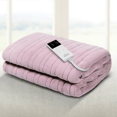 Electric Throw Rug Heated Blanket Fleece Pink