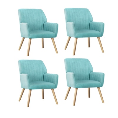 4x Armchair Lounge Sofa Chair Fabric Accent Chairs Couches Blue