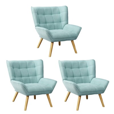 3x Armchair Accent Chairs Sofa Lounge Fabric Upholstered Tub Blue