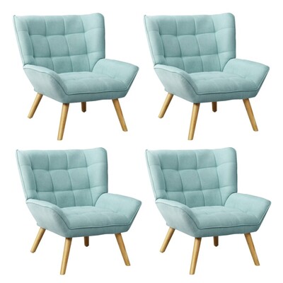 4x Armchair Accent Chairs Sofa Lounge Fabric Upholstered Tub Blue