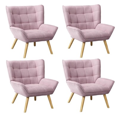 4x Armchair Accent Chairs Sofa Lounge Fabric Upholstered Tub Pink