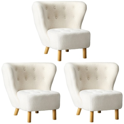 3x Armchair Highback Lounge Accent Chair Couches Sofa Sherpa White