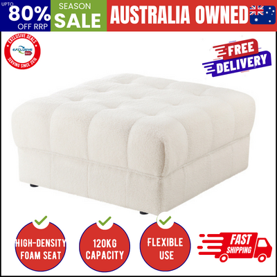 1 Seater Boucle Modular Ottoman Lounge Chair Armless TOFU White