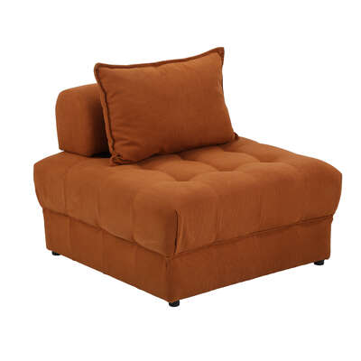 1 Seater Velvet Modular Sofa Lounge Chair with Backrest Brown