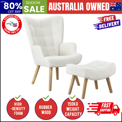 Cozy Sherpa Armchair Set - White