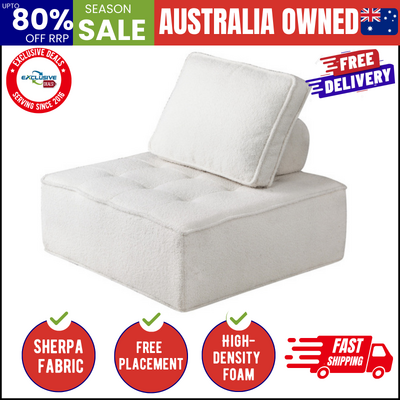  1PC Modular Sofa Lounge Chair Armless Adjustable Back Sherpa White