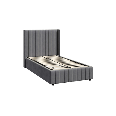 Bed Frame King Single Gas Lift Base with Storage Velvet Grey