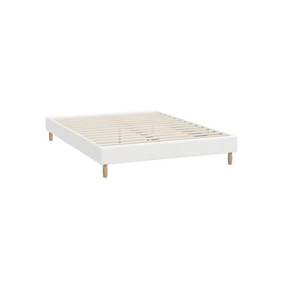 Bed Frame Double Size Bed Base White Boucle