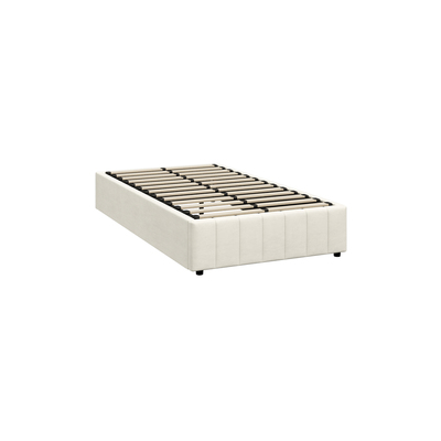 Bed Frame King Single Gas Lift Storage Base Velvet Cream FURB