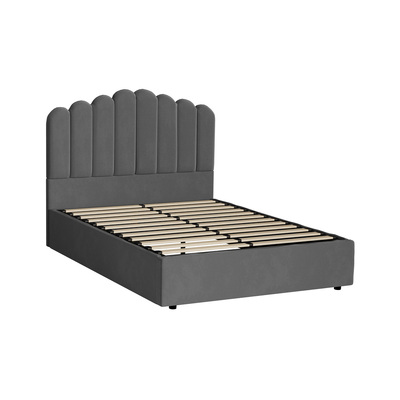 Bed Frame Double Size Gas Lift Velvet Grey