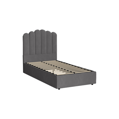 Bed Frame King Single Gas Lift Velvet Grey