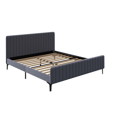 Bed Frame King Size Beds Platform Velvet Fabric Grey