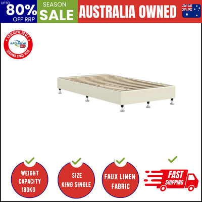 Bed Frame King Single Fabric Beige