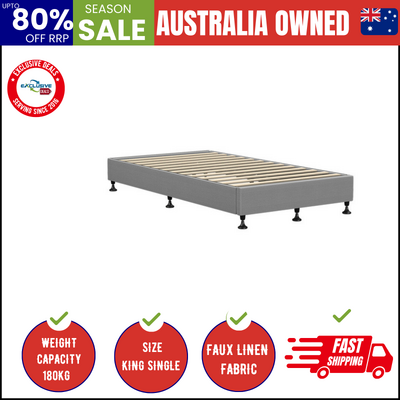 Bed Frame King Single Fabric Grey