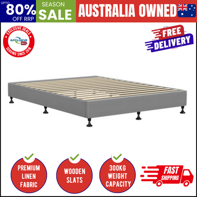 Bed Frame Queen Size Bed Base Platform Grey