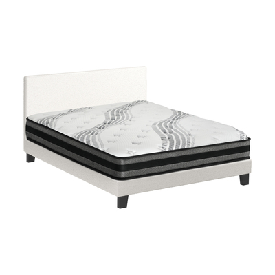 Bed Frame with Double Mattress Set Boucle Fabric VANK