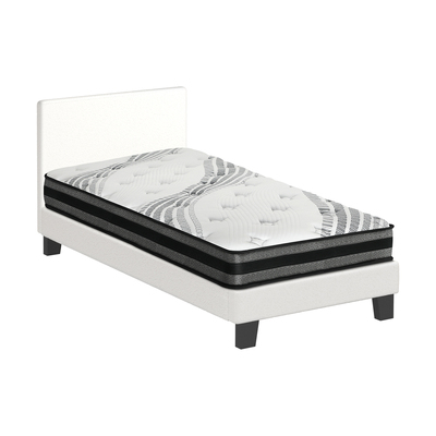 Bed Frame with Single Size Mattress Set Boucle Fabric VANK