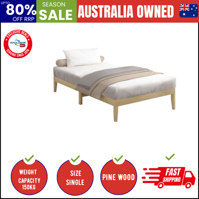 Bed Frame Single Size Wooden Pine Timber Bedroom Furniture