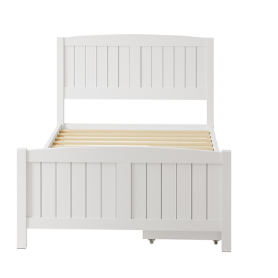 Wooden Bed Frame King Single Size Base with Trundle Storage Drawers White