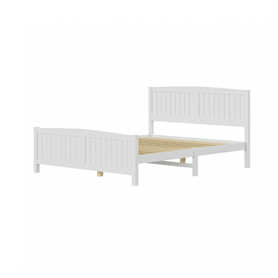 Bed Frame Queen Size Wooden Base Timber Platform White