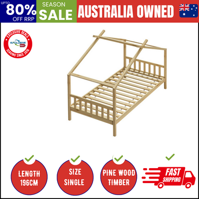 Bed Frame Wooden Kids Single Timber House Beds