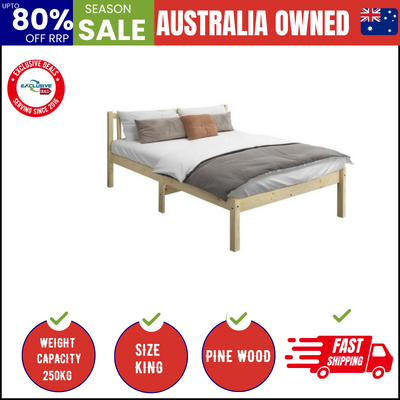 Bed Frame King Size Wooden Timber Base Headboard Bedroom