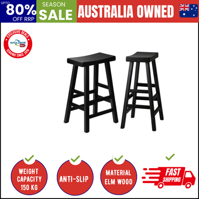 2X Bar Stools Kitchen Stool Wooden Counter Chairs Barstools Black