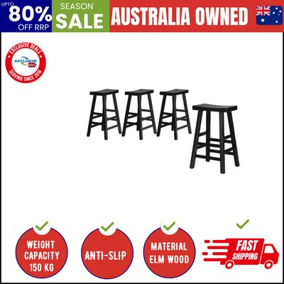 4X Bar Stools Kitchen Stool Wooden Counter Chairs Barstools Black