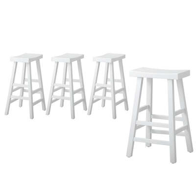 4X Bar Stools Kitchen Stool Wooden Counter Chairs White