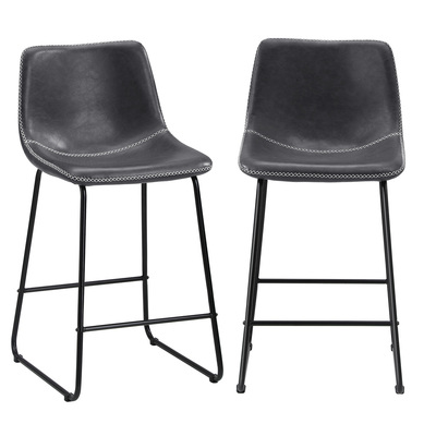 2x Bar Stools Steel Stool Modern Kitchen Dining Furniture Set Grey