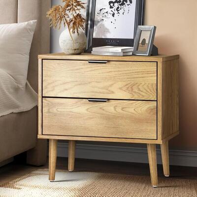 Bedside Tables Side Table 2 Drawers Bedroom Furniture Storage Cabinet