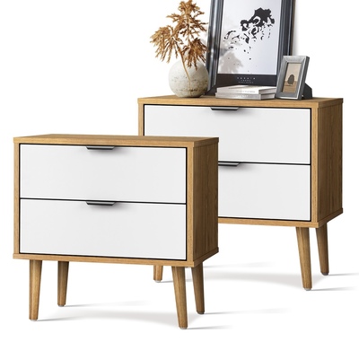 Bedside Tables Set of 2 Side Table Nightstand Storage Cabinet Wood