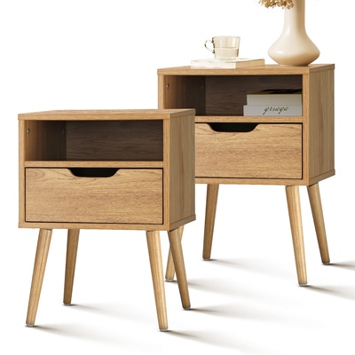 Bedside Tables Set of 2 Side Table Nightstand Bedroom Cabinet Wood