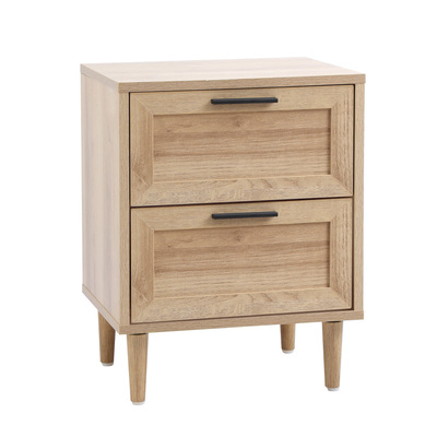 Bedside Table Nightstand 2 Drawers Side End Table Storage Natural