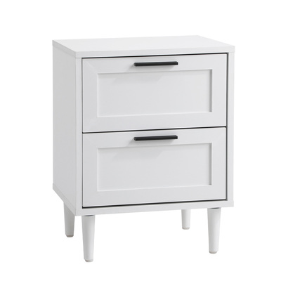 Bedside Table Nightstand 2 Drawers Side End Table Bedroom Storage White