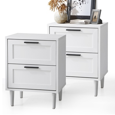 Bedside Tables Set of 2 Nightstand Side End Table Bedroom Storage White