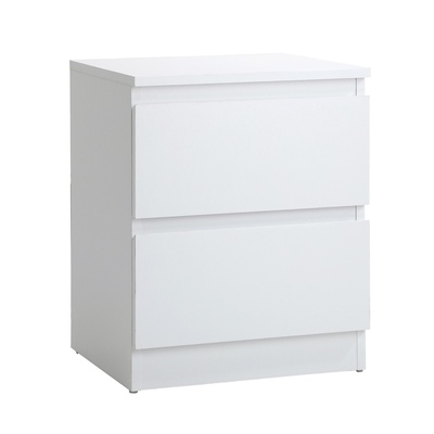 Bedside Table Nightstand 2 Drawers Side End Table Storage Cabinet White