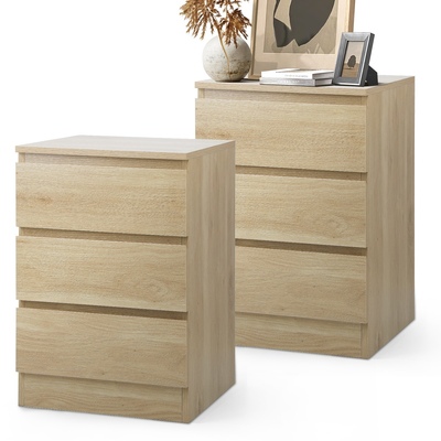 Bedside Tables Set of 2 Side Table Storage Cabinet Nightstand Natural