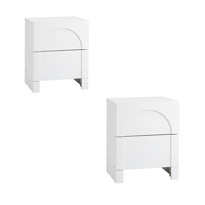 2X Bedside Table 2 Drawers Side Table White