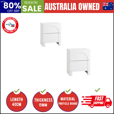 2X Bedside Table 2 Drawers Side Table White