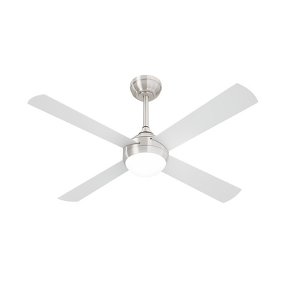 52'' Ceiling Fan AC Motor With Light Remote Control Fans 4 Blades Silver