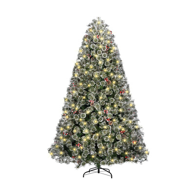 LED Christmas Tree 7FT 2.1M Xmas Trees Decorations w/ Ornament Green White