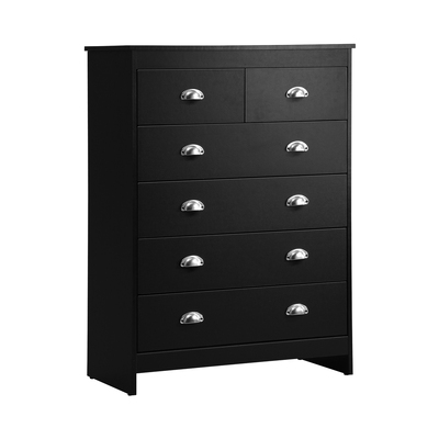 6 Chest of Drawers Tallboy Dresser Table Storage Cabinet Black