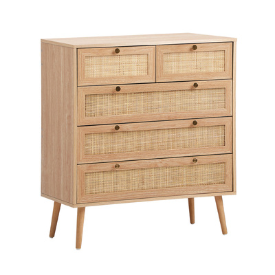 5 Chest of Drawers Dresser Chest Storage Cabinet Tallboy Rattan