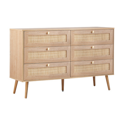 6 Chest of Drawers Dresser Chest Storage Cabinet Tallboy Rattan