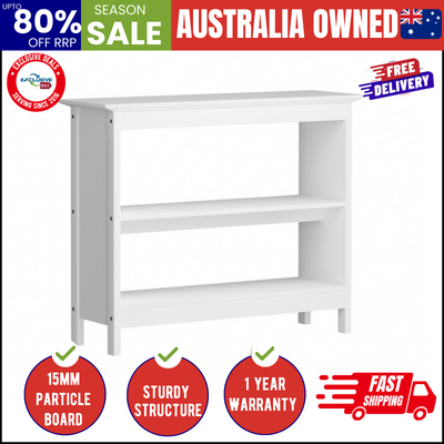 3-Tier Console Table Open Shelf Wooden White