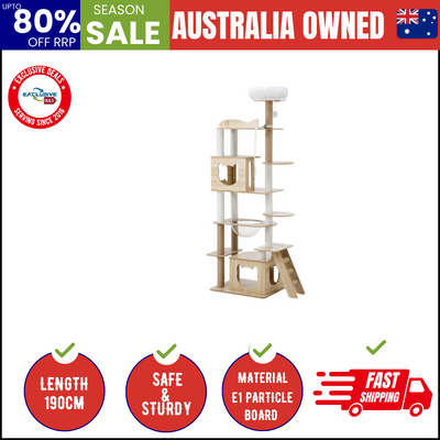 Cat Tree Tower Scratching Post Scratcher 190cm Condo House Bed Furniture