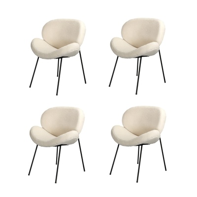 4PCS Armchair Dining Chair Accent Chairs Tub Armchairs Sherpa White