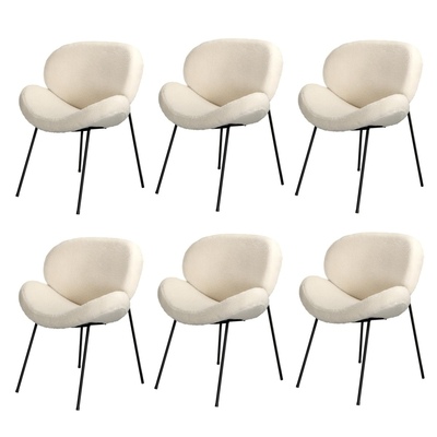 6PCS Armchair Dining Chair Accent Chairs Tub Armchairs Sherpa White